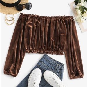 Velvet Ruffle Top NWOT